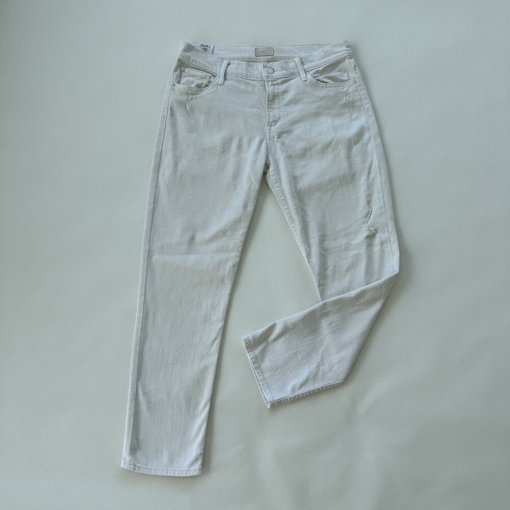 Mother The Dropout Broken Glass White Boyfriend Jean Size 27 Runs Big - Picture 2 of 6